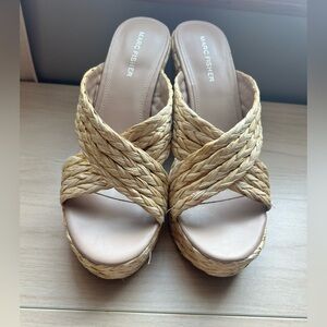 Marc Fisher Natural Woven Wedge Sandals